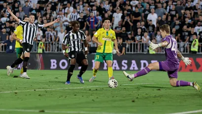 Gol Šake Traorea (Partizan) na prvom meču sa Tobolom